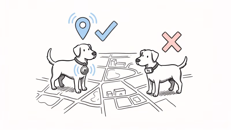 AirTag location tracking on Apple Find My network showing dog position on map
