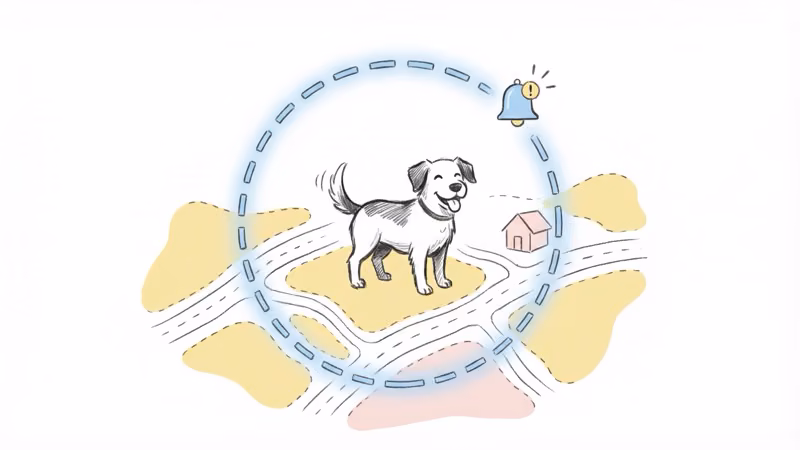 Virtual fence geofencing feature showing safe zone boundaries on a map