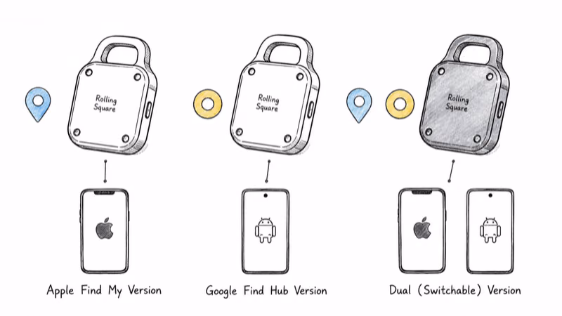 Three AirNotch Pro variants for Apple Find My, Google Find Hub, and a switchable dual model