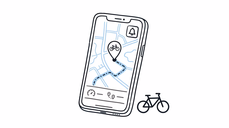 Sherlock bike tracker app interface showing map view and geofence alert settings