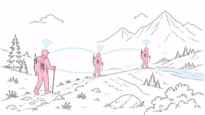A backcountry search team using SpecFive Trace XR mesh trackers where there is no cell coverage