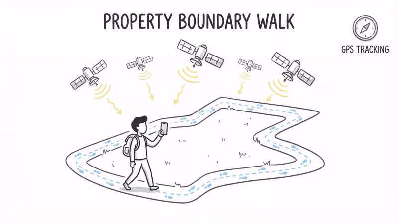SpotOn GPS fence app boundary setup showing a virtual perimeter drawn around a property