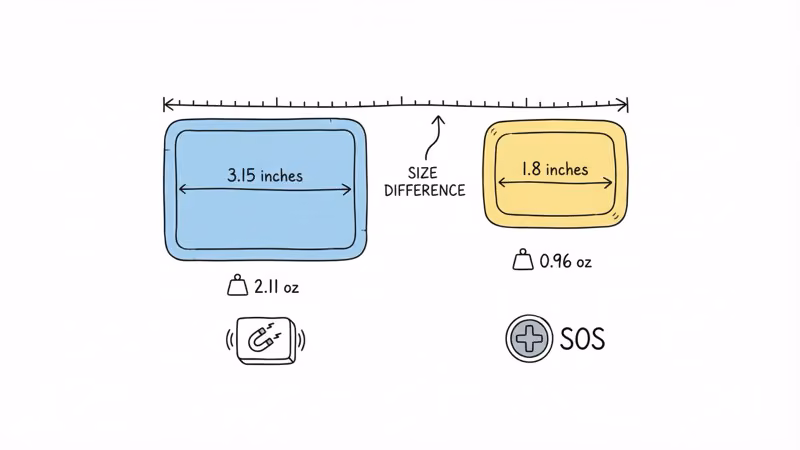 Spytec GL300 and Tracki 4G portable GPS tracker size and spec comparison