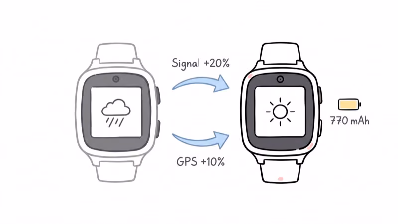 TickTalk 4 and TickTalk 5 with upgrade arrows for signal, GPS, battery