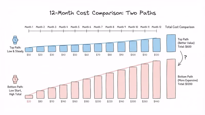 TickTalk vs Gabb Watch total cost comparison over 12 months including device and monthly fees