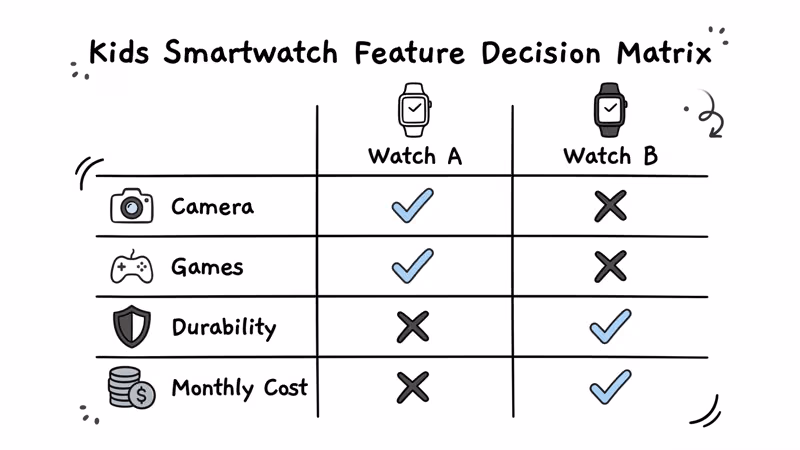 TickTalk 4 versus GizmoWatch feature comparison for kids smartwatch buyers
