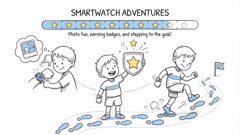 Xplora fitness gamification features with step challenges and virtual coin rewards for kids