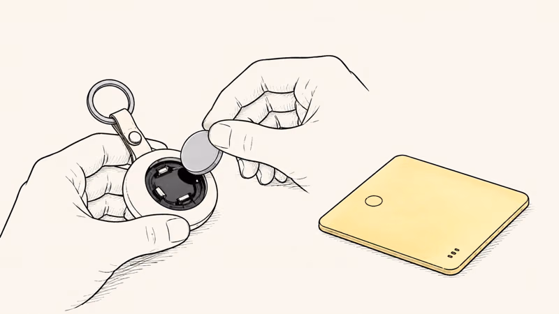 Swapping a coin battery beside a sealed card tracker