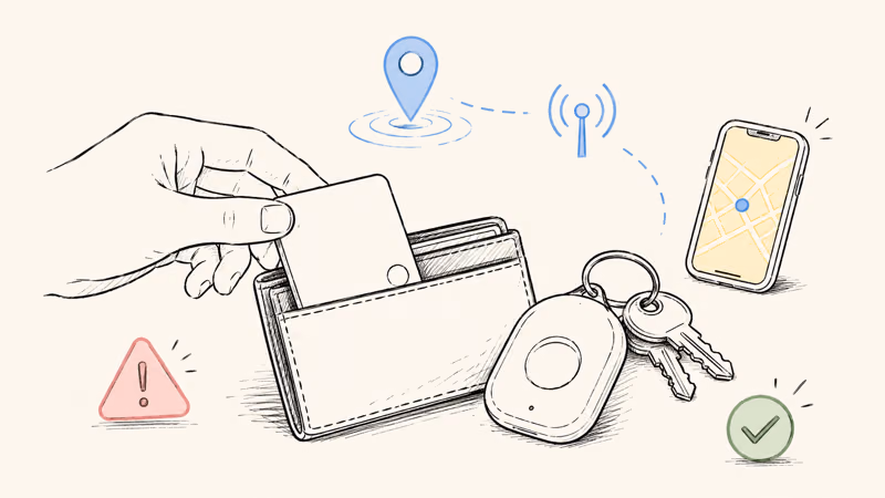 A thin card tracker beside a keychain fob tracker