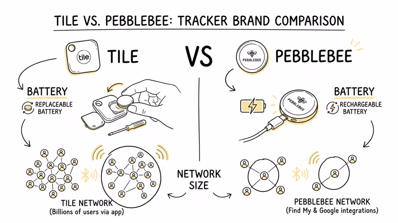 Tile and Pebblebee brand trackers compared for buyers choosing between the two