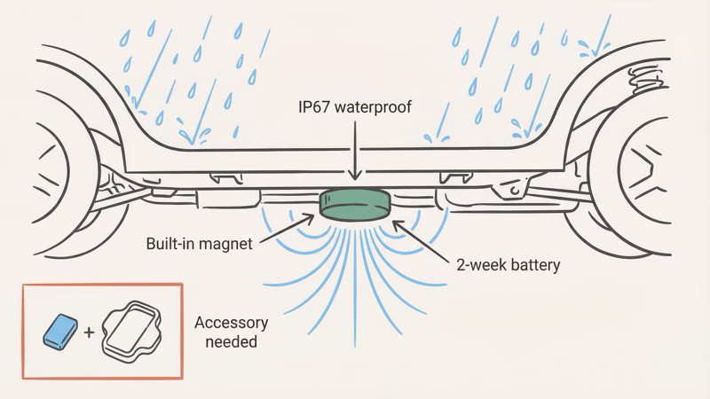 LandAirSea 54 built-in magnetic mount vs Tracki accessory magnetic case for vehicle tracking