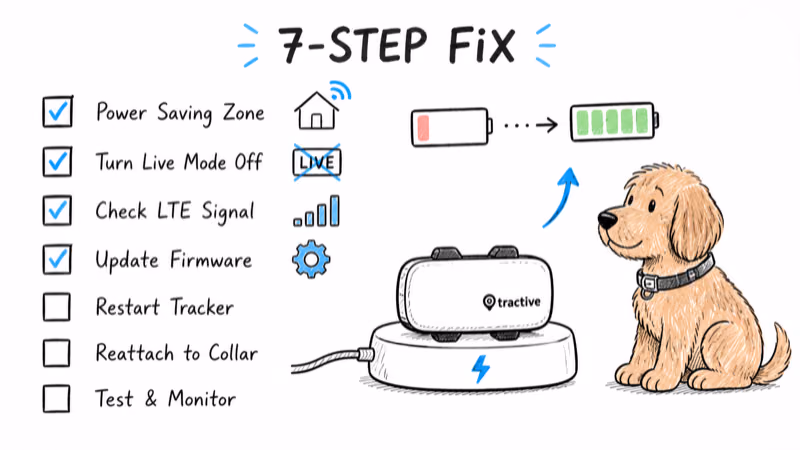 Ordered Tractive fix checklist from Power Saving Zone to charging routine recovering battery runtime
