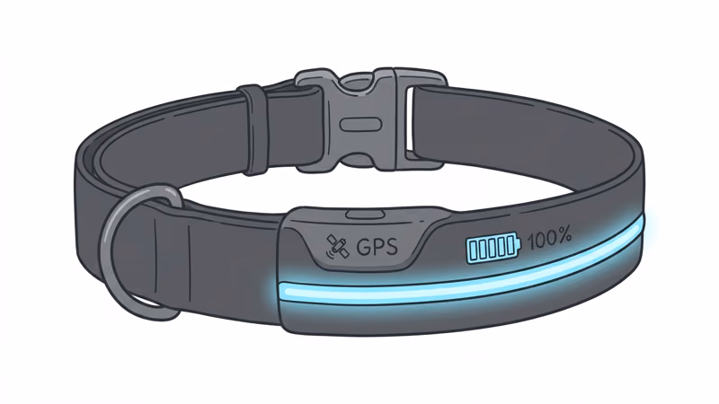 Fi Series 3 integrated smart dog collar with LED light strip and GPS module