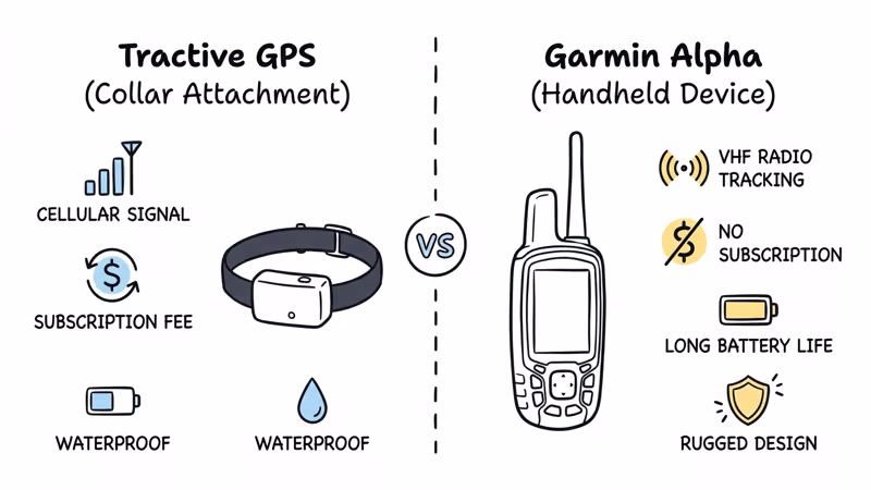 Tractive GPS DOG 6 vs Garmin Alpha 300 side-by-side spec comparison chart