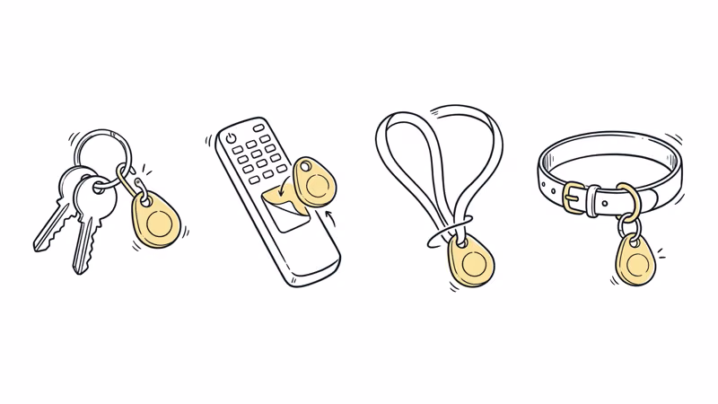 Yip Smart Tag being attached to a dog collar for everyday pet tracking use
